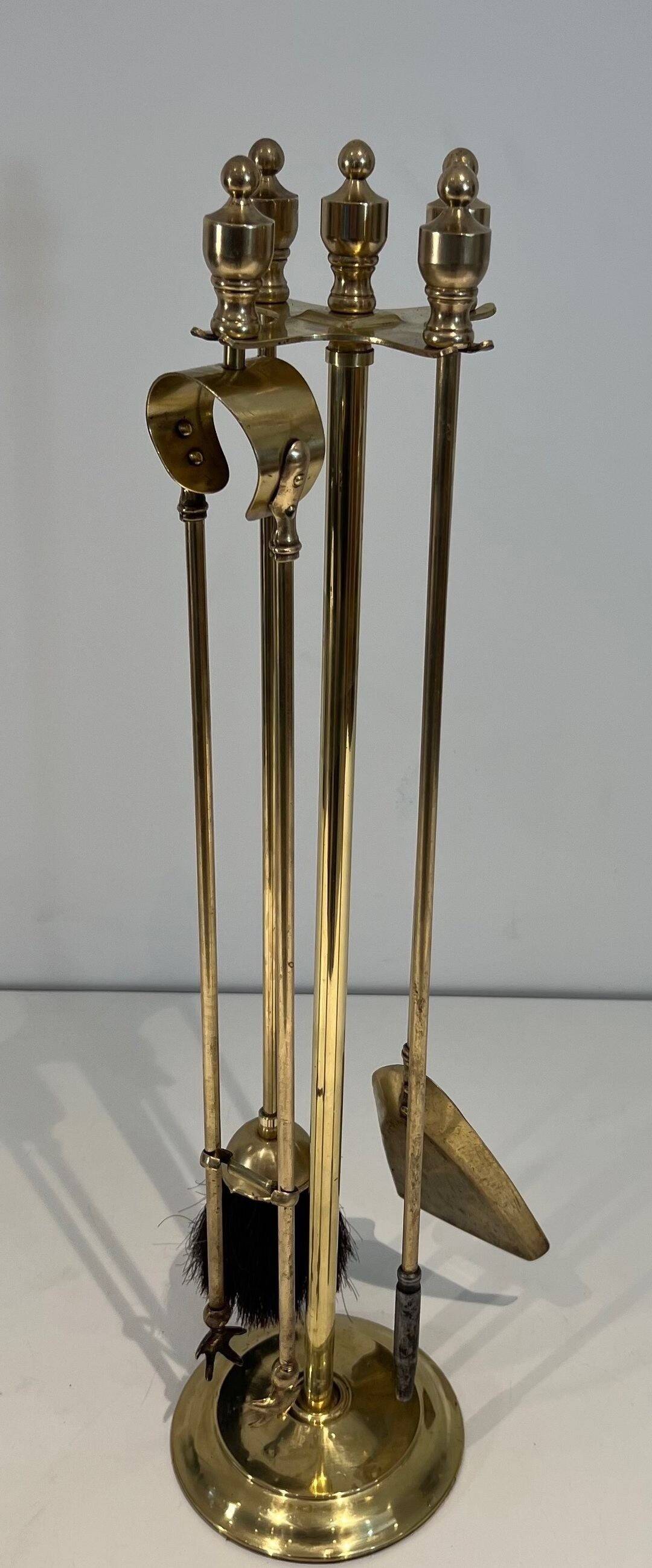 Neoclassical Fire Necessity in Polished Brass on Stand