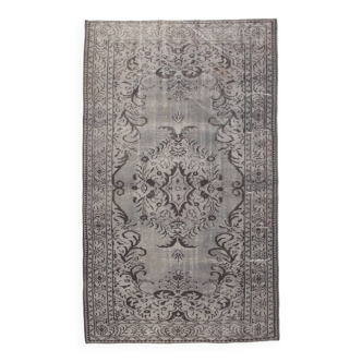 Tapis turc oriental vintage, 5x8 nuances de gris, noir, 150x250Cm, SK 2874