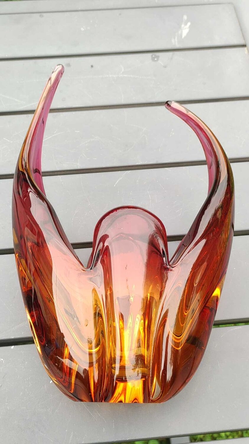 Empty pocket/Cutting/Centerpiece Murano, in blown Art glass. Floral shape/tulip