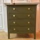 Art Deco chest of drawers - woody green - gold handles