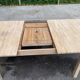Scandinavian extendable dining table stripped in raw solid wood 1990