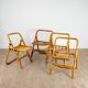 4 folding chairs in bamboo, rattan and brass, Italy, 1970