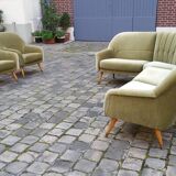 Danish Scandinavian modular corner sofa of years soft 50 green glossy