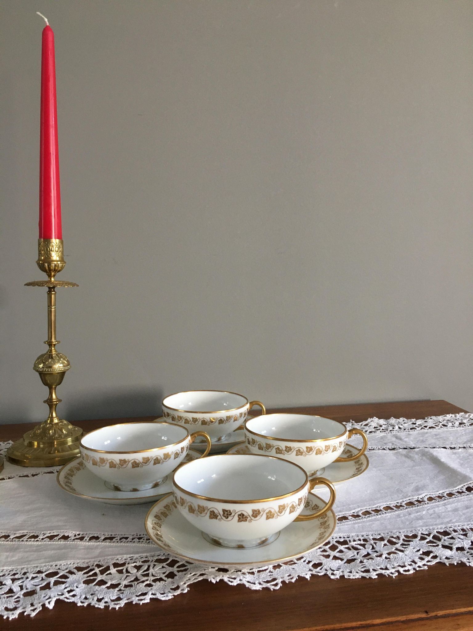 Antique Limoges porcelain tea cups