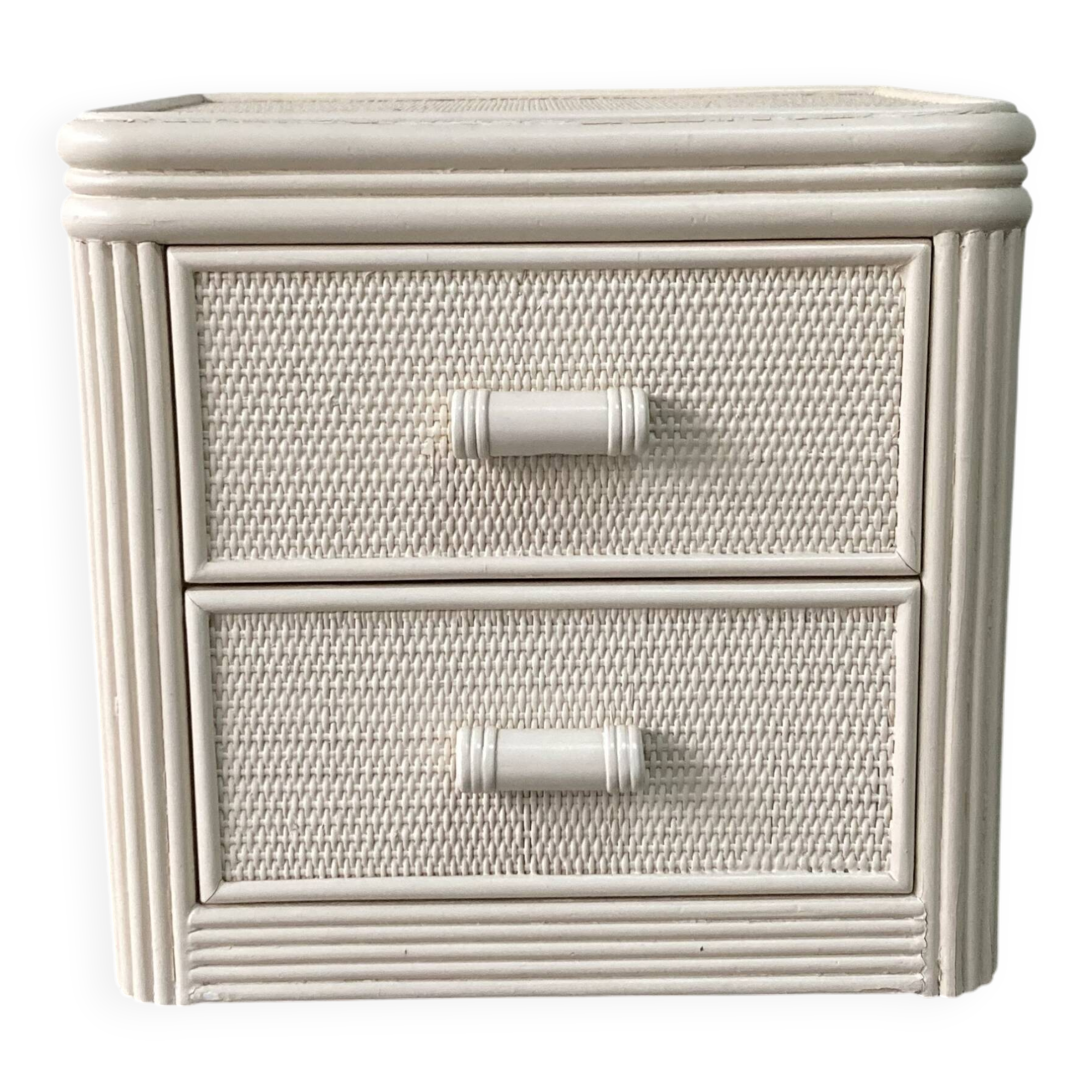Vintage Rattan, Bamboo Night Stand Off-White, 70/80s