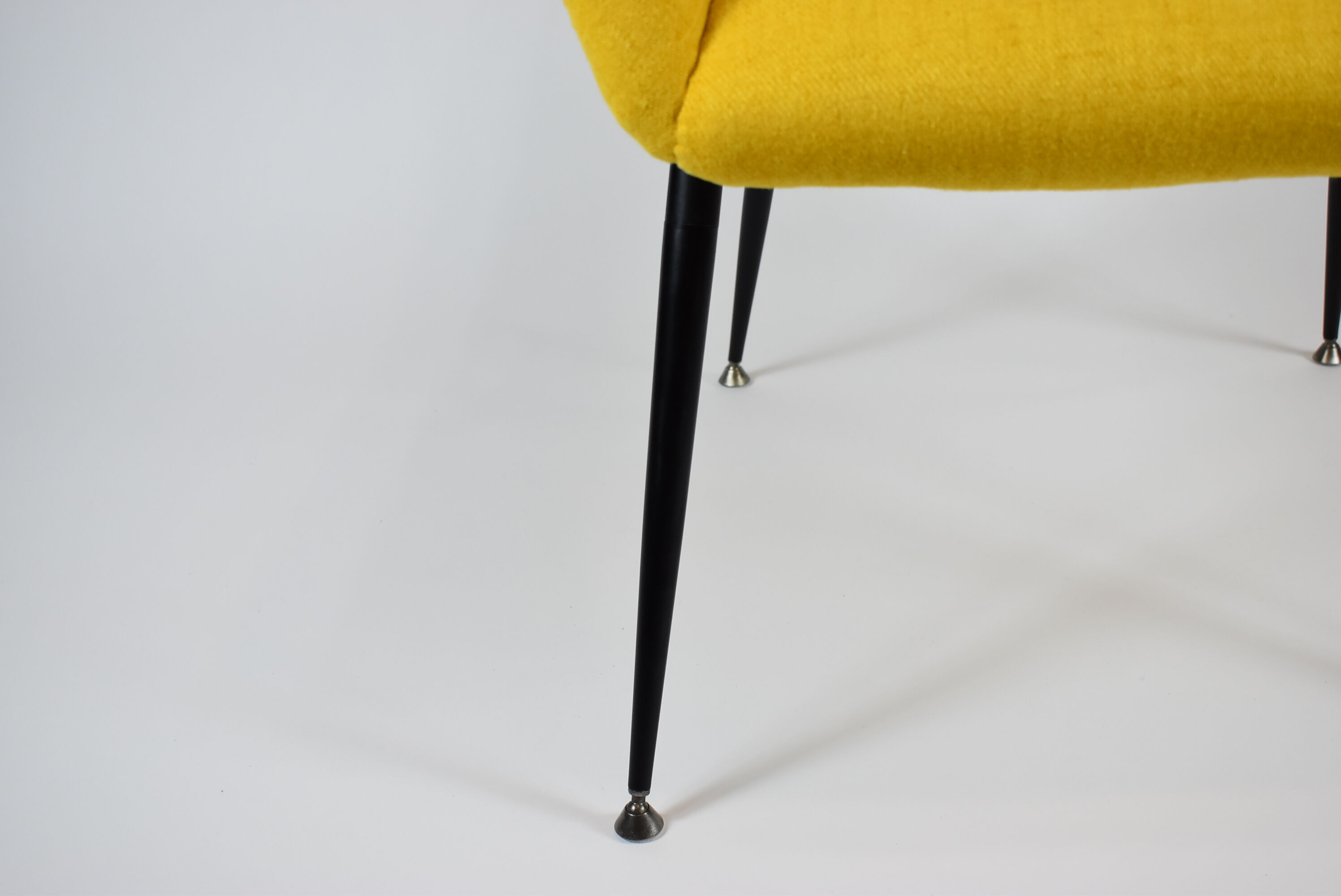 Mid-century armchair Shell, 1960s, NRD, yellow fabric, restored