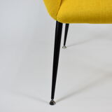 Mid-century armchair Shell, 1960s, NRD, yellow fabric, restored