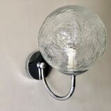 Wall lamp glass globe and chrome 1970