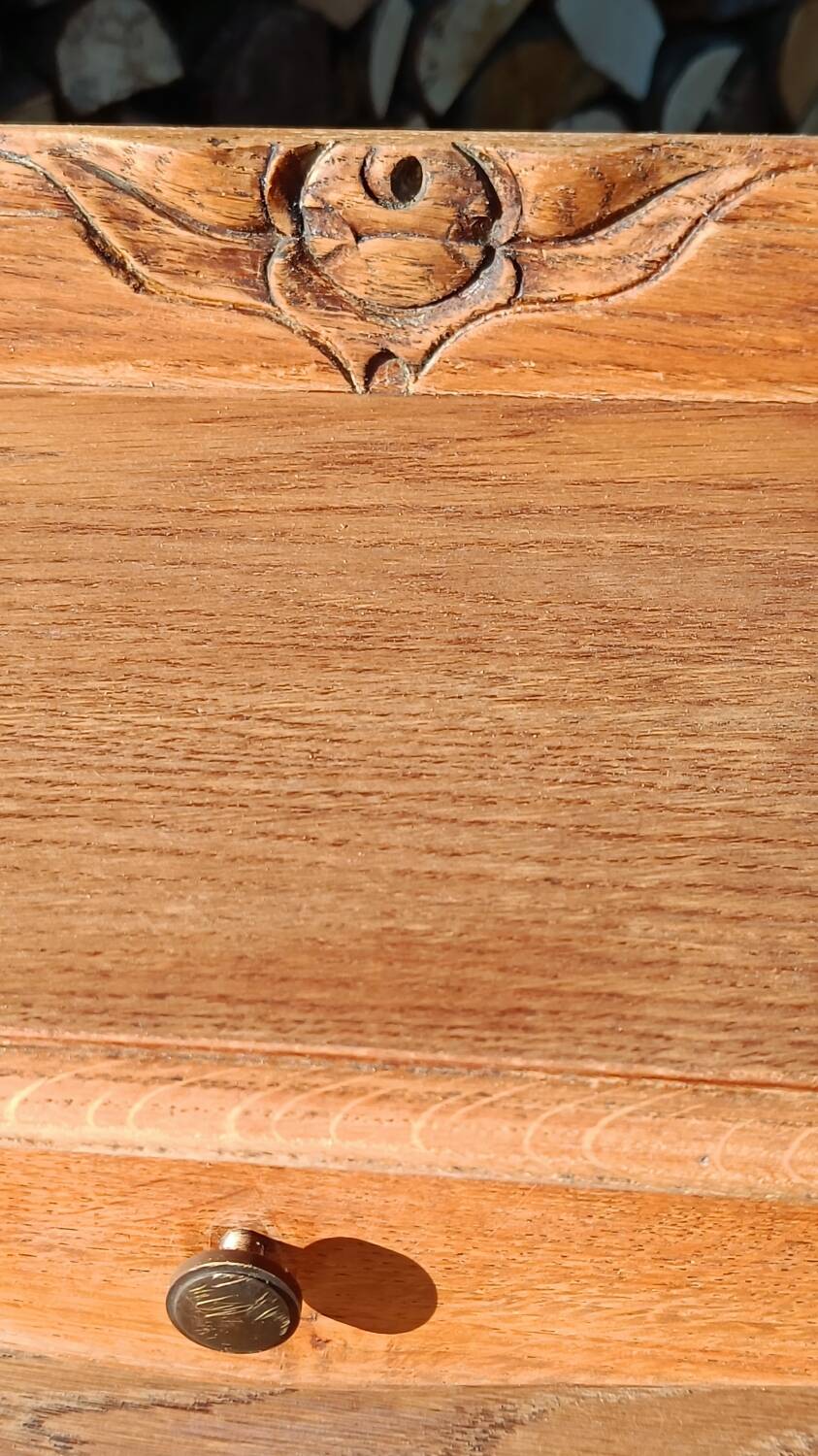 Art Deco bedside table in raw wood