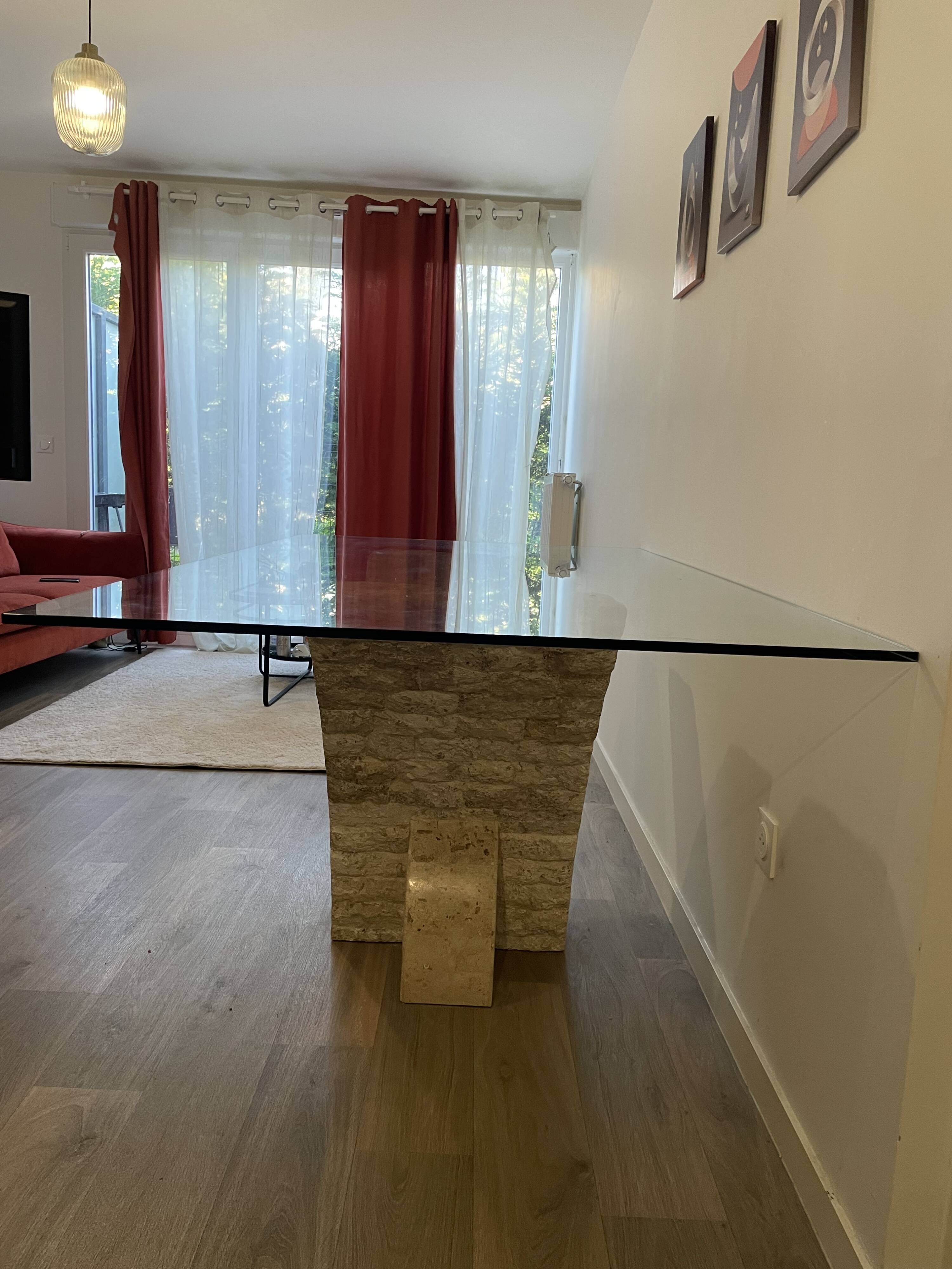 Dining table Stones Deco “Cadiz” glass and stone - Very good condition