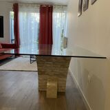 Dining table Stones Deco “Cadiz” glass and stone - Very good condition