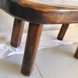 Brutalist free-form coffee table in solid elm, 1960s