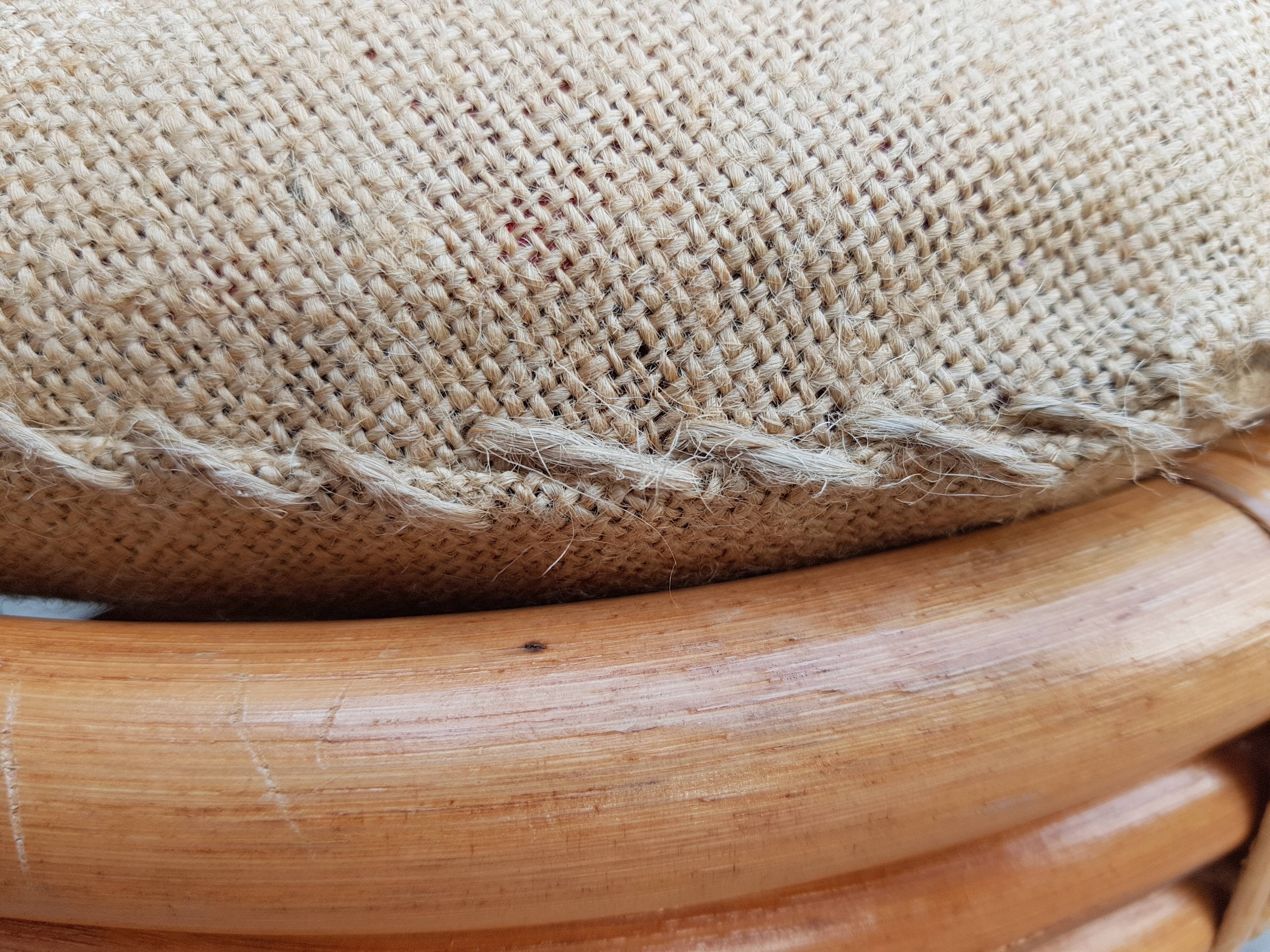 Rattan pouf burlap