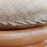 Rattan pouf burlap