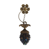 1960s bronze pendant lamp and multicolored glass cluster