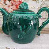 Coffee or tea set 14 pieces in emerald green earthenware José Pobert