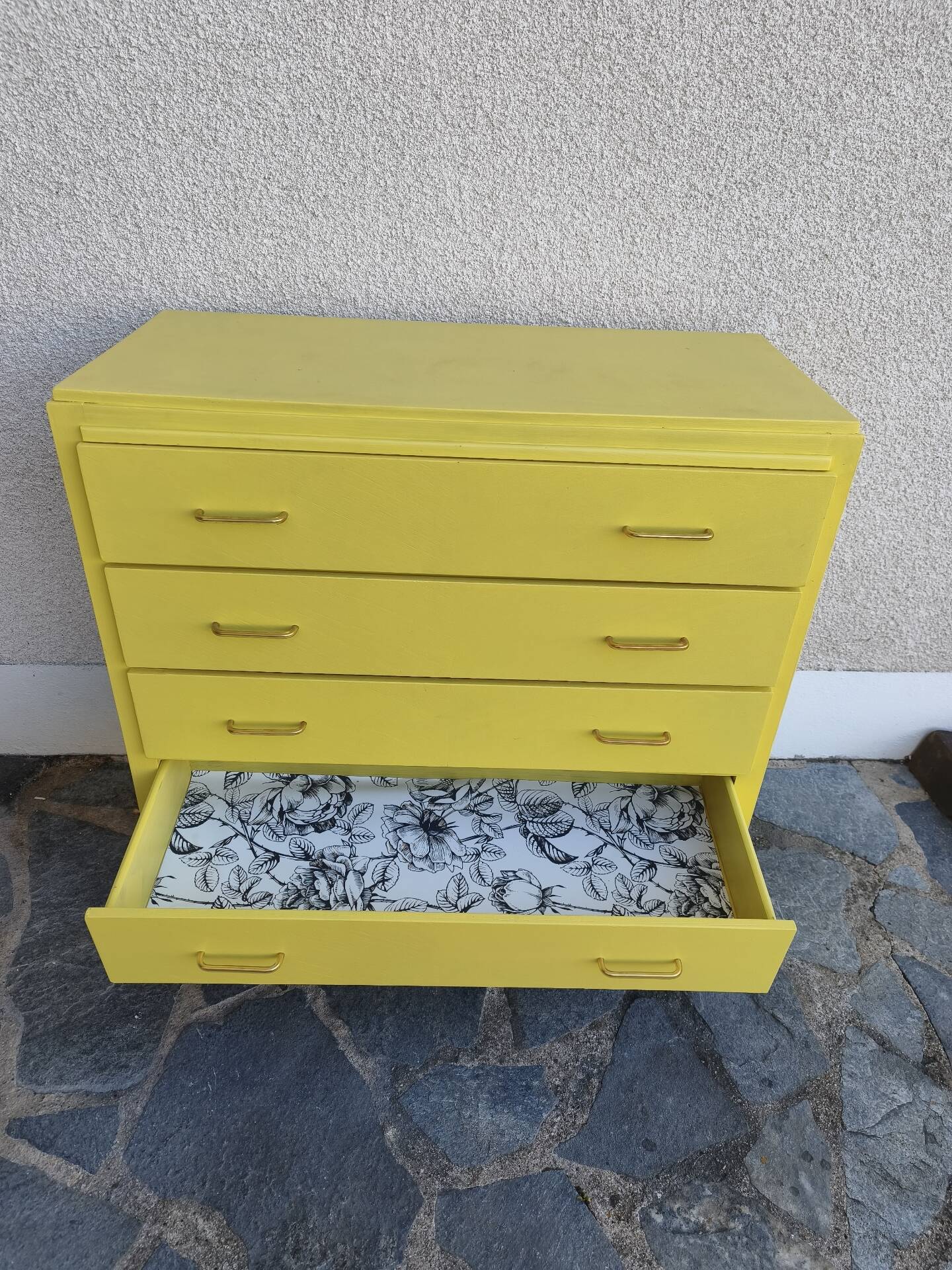 Vintage Scandinavian yellow chest of drawers