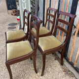 4 mahogany chairs with green velvet