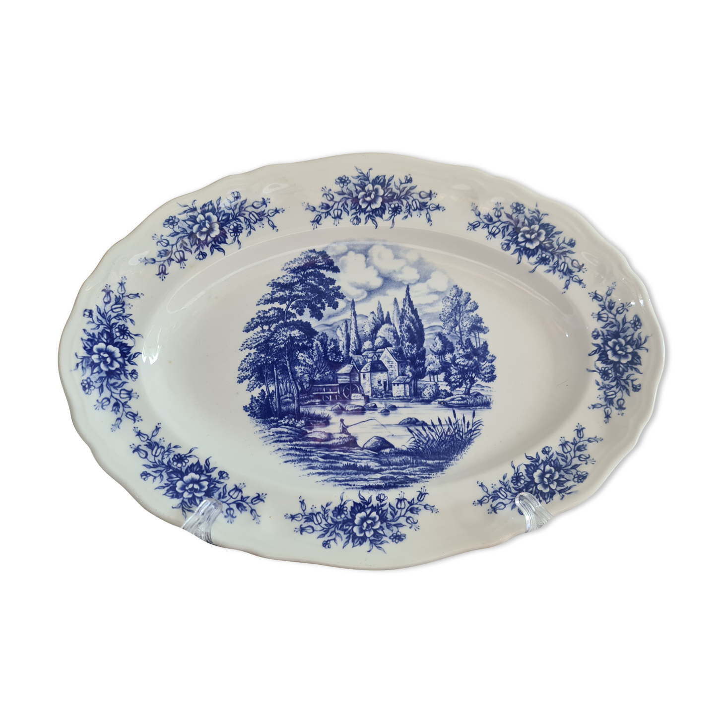 Small oval dish wolf mill model Lima blue décor