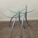 Duo of designer nesting tables with tripod base