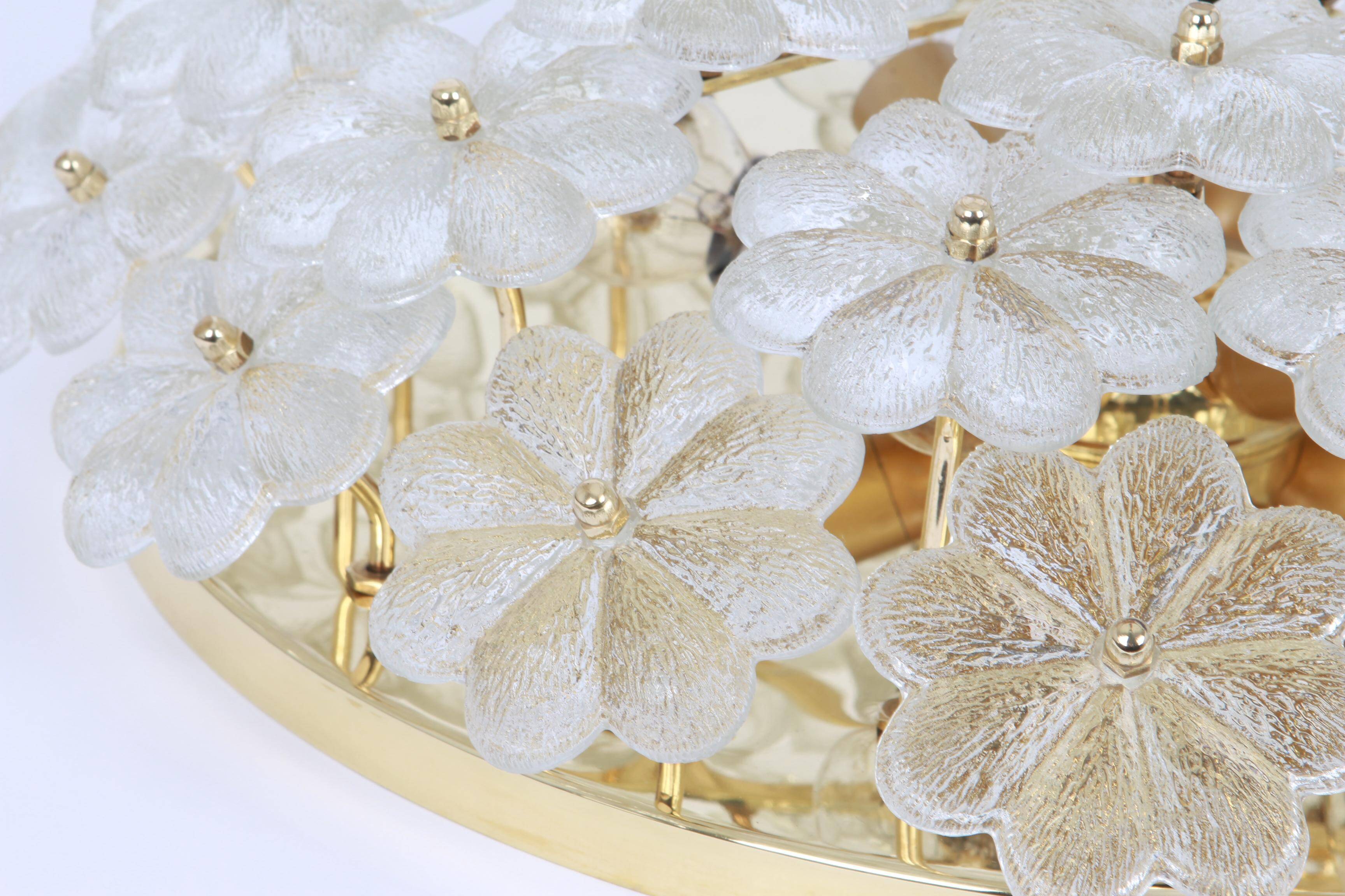 Large flower ceiling light in Murano glass, Ernst Palme, Germany, 1970s