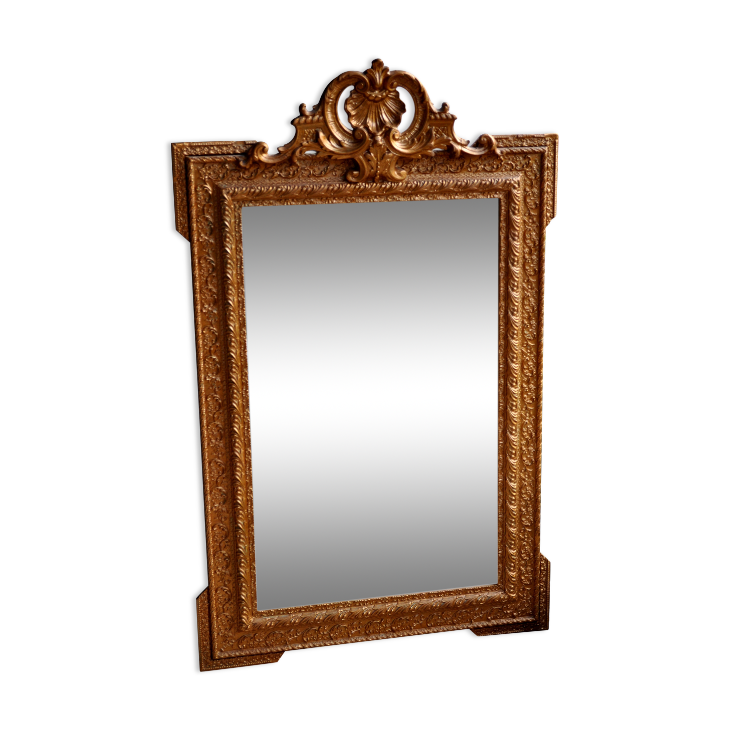 Large mirror old dore stucco on wood 74x120cm