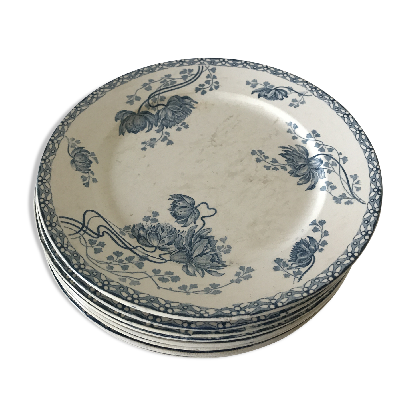 8 assiettes terre de fer Sarreguemines  Royal U&C décor