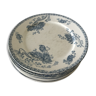 8 plates of iron earth Sarreguemines Royal U&C decoration