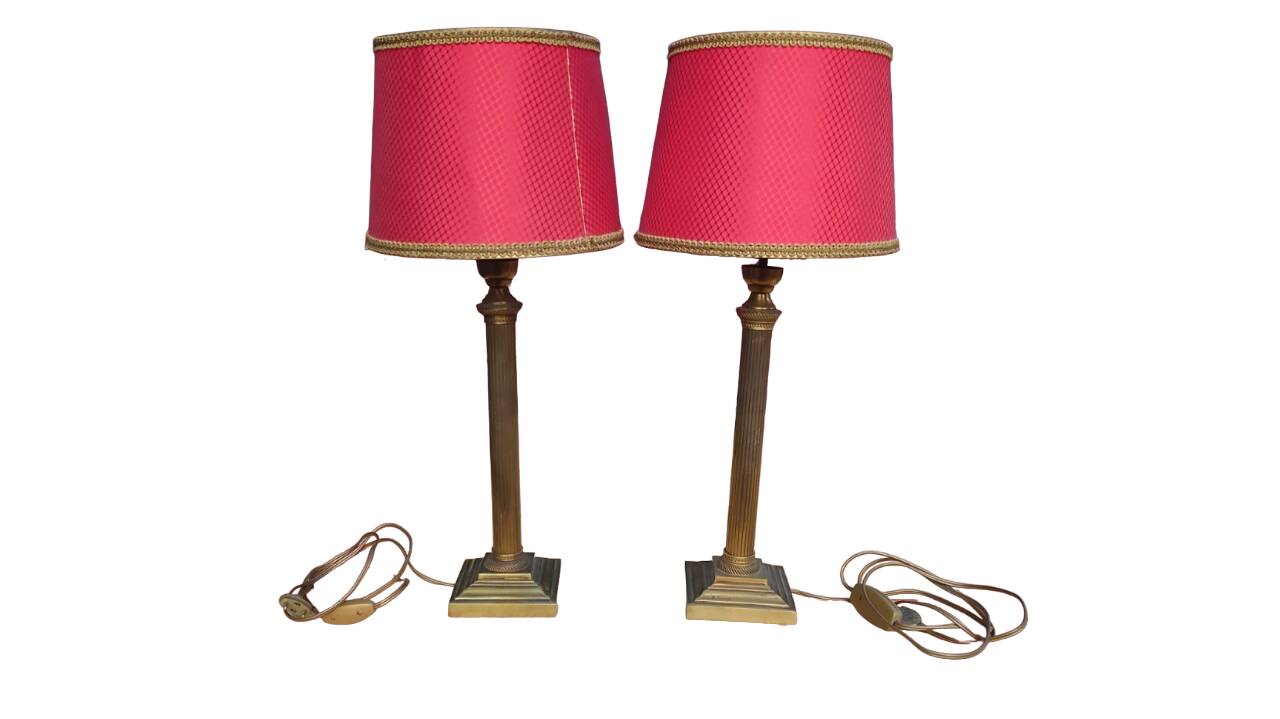 Paires de lampes style empire Abat jour rouge
