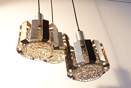 Vintage waterfall lamp with heavy glass lampshades