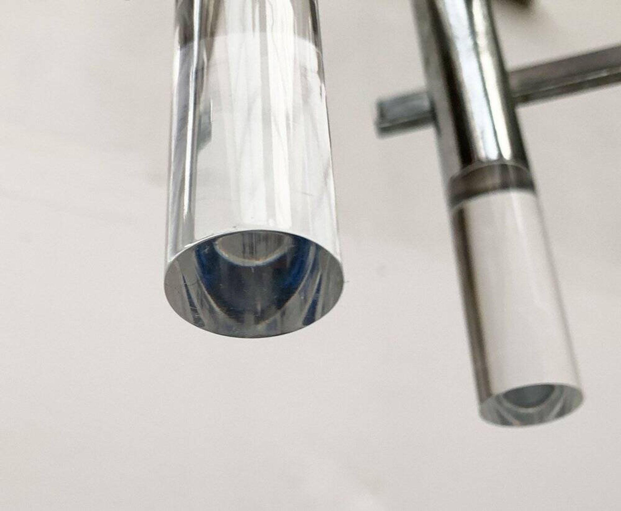Italian chrome and acrylic chandelier from the space age mid-century by Gaetano Sciolari, 1960s.
