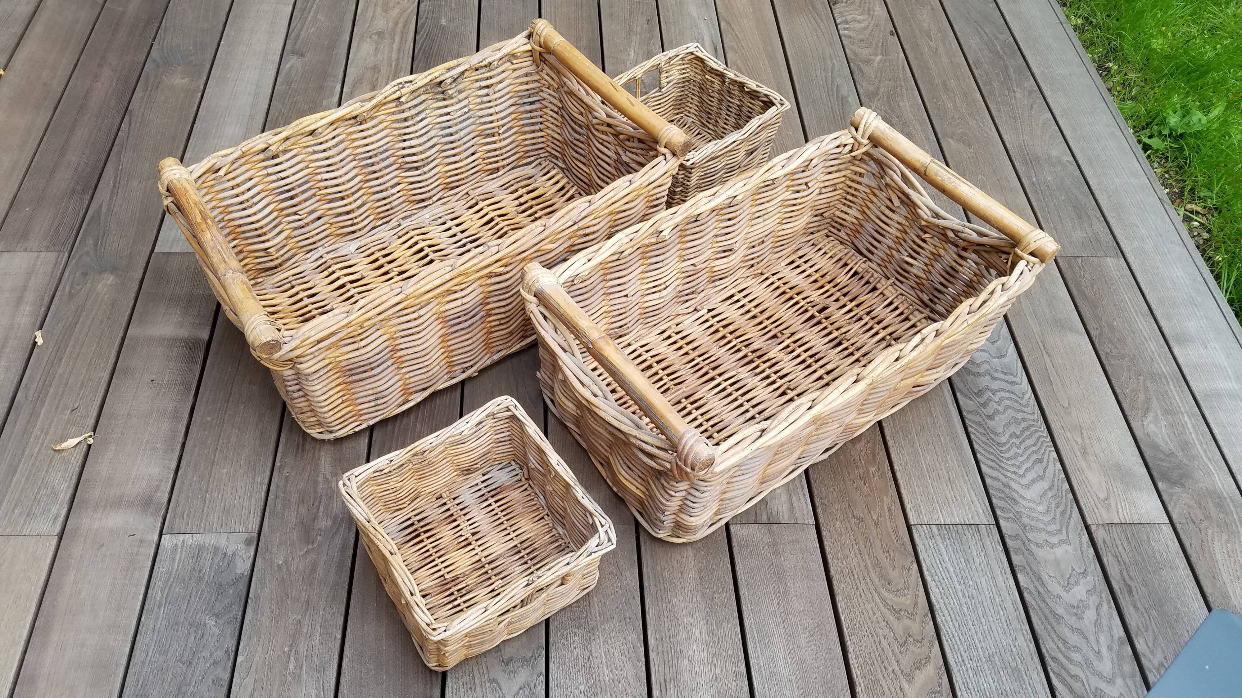 Set of four wicker baskets