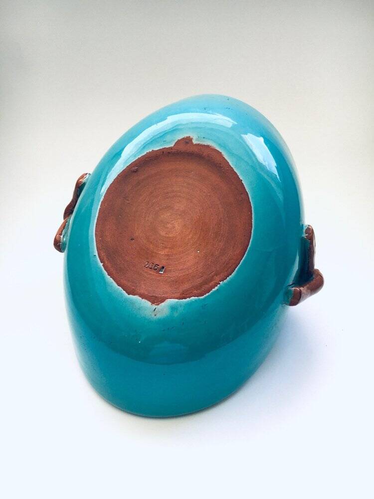 Vintage studio art pottery candy bowl by Alexandre De Wemmel, Belgium, 1950s.