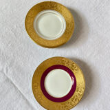 Set of 6 cups and cups manufacture royale limoge gold inlay