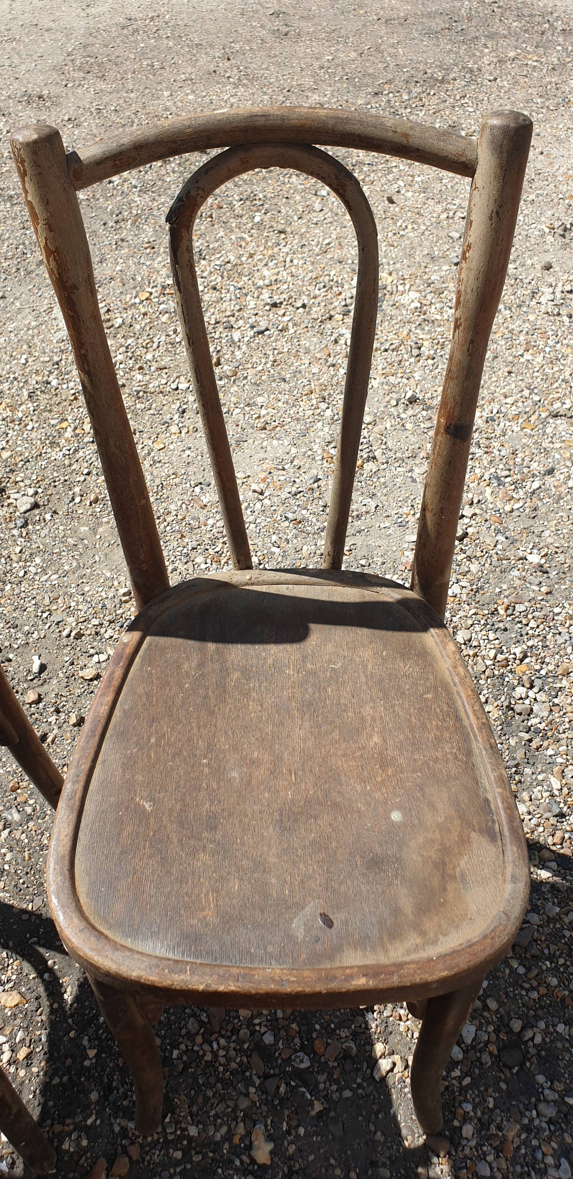 Pair of curved wood bistro chairs
