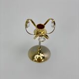 Vintage candle holder in 24 carat gold plated brass and Swarovski crystal, Palwa, Hollywood Regency. Allem