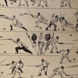 Lithographie sur l'escrime de 1897 (épée fleuret)