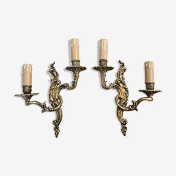 Pairs of Rocaille style bronze sconces