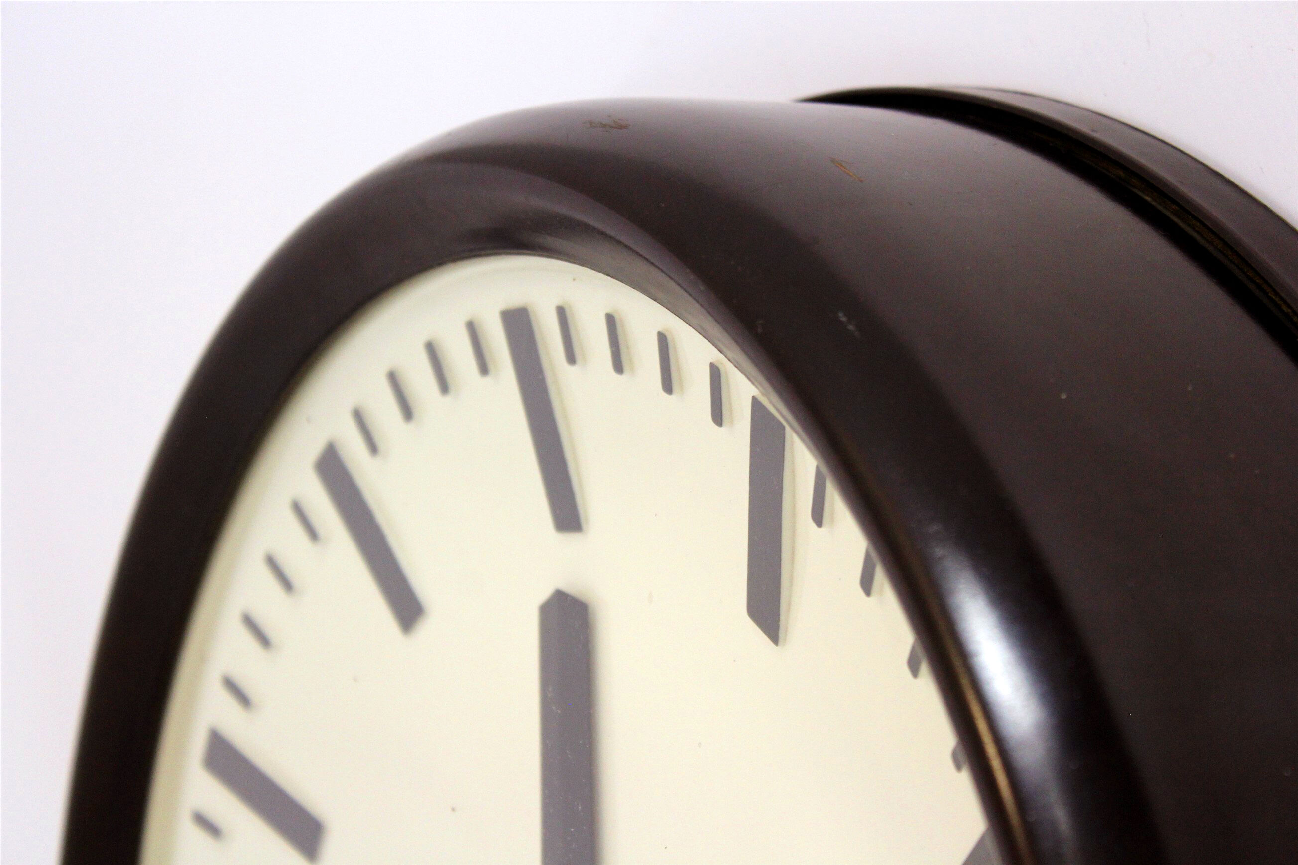 Bakelite railway clock from pragotron, 1950s