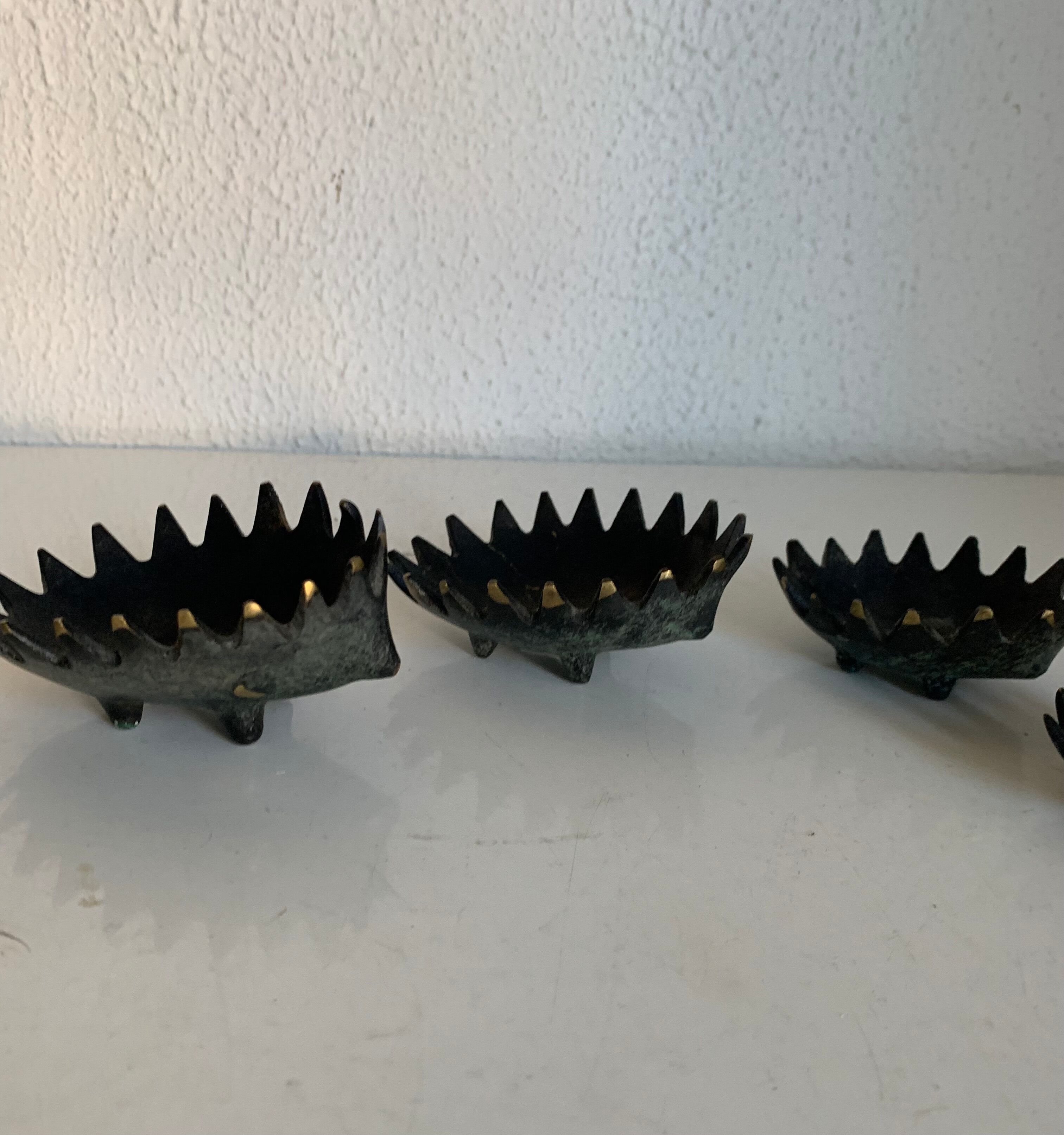 Vintage ashtrays 1950 hedgehogs by Walter Bosse for Hertha Baller