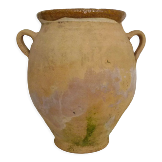 Grease pot, brown beige terracotta jar, southwestern France, conservation jar