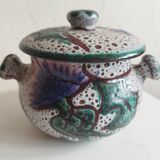 Vallauris lidded pot with thistle decoration