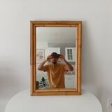 Miroir vintage en bambou années 60 65*45cm