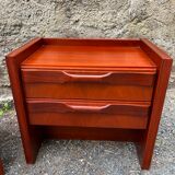 Pair of Scandinavian style bedside tables Gautier furniture with lighting 70s