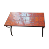 Wrought iron and orange ceramic coffee table