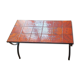 Table basse en fer forgé et céramique orange
