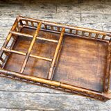 Serving tray in rattan and bamboo