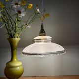 Pendant lamp, antique lampshade in white and gold granite glass