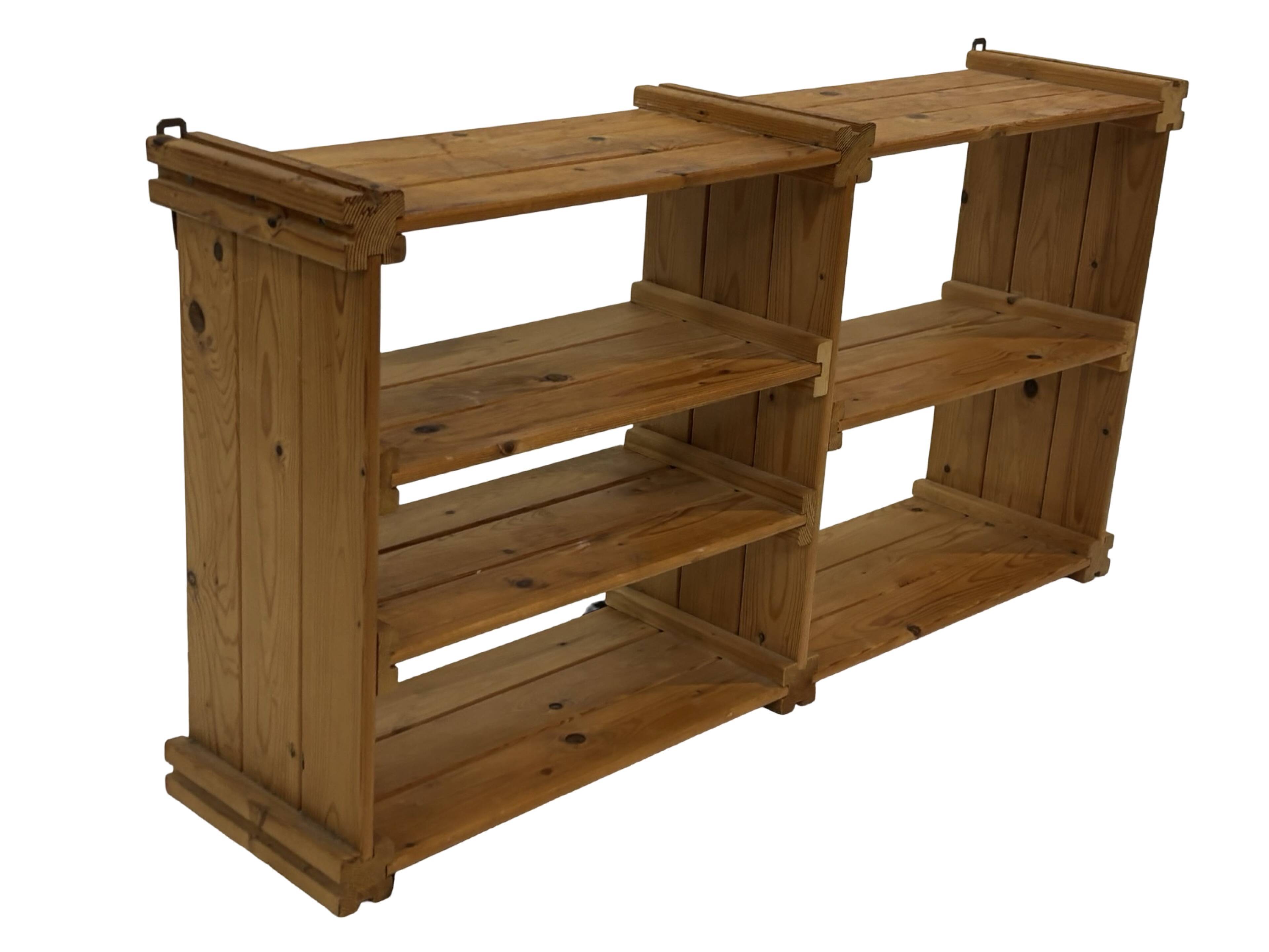 Vintage Wall shelf rack Pine wood 70s minimalist design