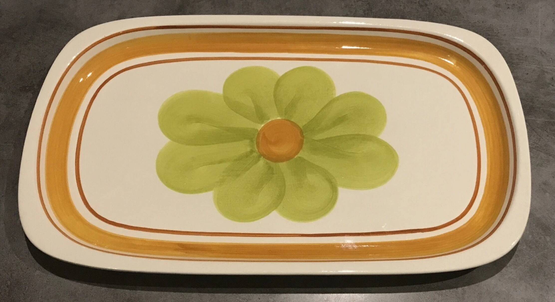 Vintage rectangular earthenware dish, Monaco model by SALINS